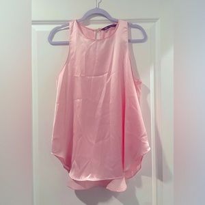 Zara Pink Satin Sleeveless Blouse